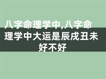 八字命理学中,八字命理学中大运是辰戌丑未好不好