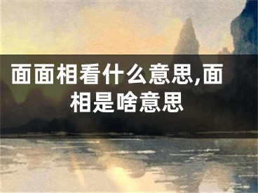面面相看什么意思,面相是啥意思