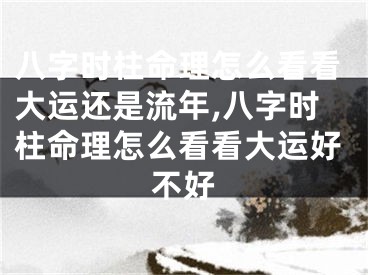 八字时柱命理怎么看看大运还是流年,八字时柱命理怎么看看大运好不好