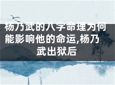 杨乃武的八字命理为何能影响他的命运,杨乃武出狱后