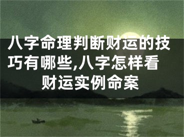 八字命理判断财运的技巧有哪些,八字怎样看财运实例命案
