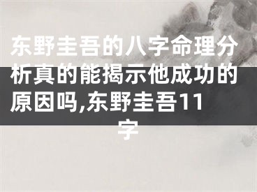 东野圭吾的八字命理分析真的能揭示他成功的原因吗,东野圭吾11字