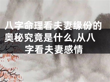 八字命理看夫妻缘份的奥秘究竟是什么,从八字看夫妻感情