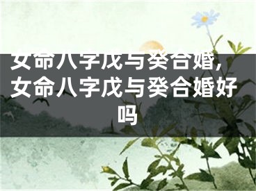 女命八字戊与癸合婚,女命八字戊与癸合婚好吗