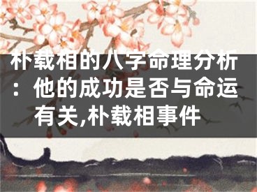 朴载相的八字命理分析：他的成功是否与命运有关,朴载相事件