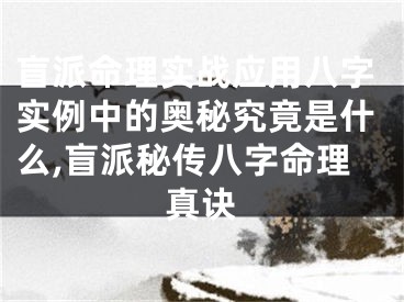 盲派命理实战应用八字实例中的奥秘究竟是什么,盲派秘传八字命理真诀
