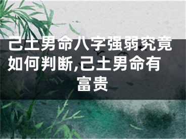 己土男命八字强弱究竟如何判断,己土男命有富贵