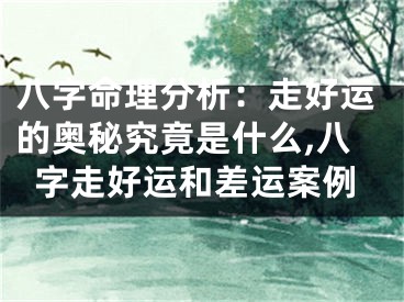 八字命理分析：走好运的奥秘究竟是什么,八字走好运和差运案例