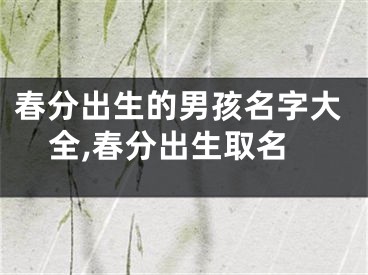 春分出生的男孩名字大全,春分出生取名
