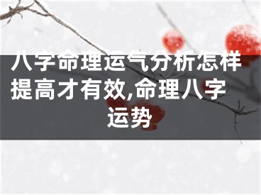 八字命理运气分析怎样提高才有效,命理八字运势