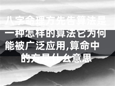 八字命理方先告算法是一种怎样的算法它为何能被广泛应用,算命中的方是什么意思