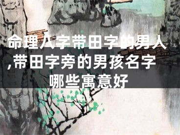 命理八字带田字的男人,带田字旁的男孩名字哪些寓意好