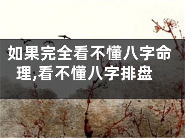 如果完全看不懂八字命理,看不懂八字排盘