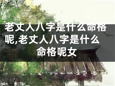 老丈人八字是什么命格呢,老丈人八字是什么命格呢女
