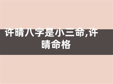 许晴八字是小三命,许晴命格