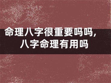 命理八字很重要吗吗,八字命理有用吗