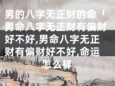 男的八字无正财的命「男命八字无正财有偏财好不好,男命八字无正财有偏财好不好,命运怎么样