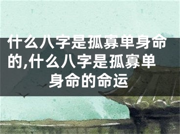 什么八字是孤寡单身命的,什么八字是孤寡单身命的命运