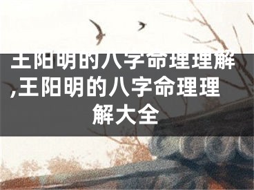王阳明的八字命理理解,王阳明的八字命理理解大全