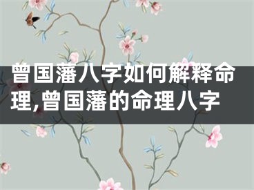 曾国藩八字如何解释命理,曾国藩的命理八字
