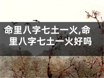 命里八字七土一火,命里八字七土一火好吗