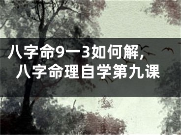 八字命9一3如何解,八字命理自学第九课