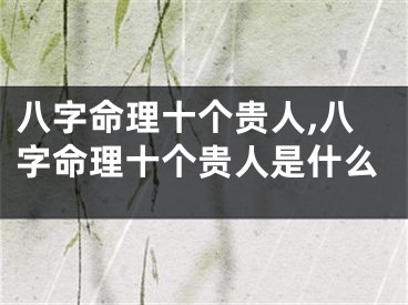 八字命理十个贵人,八字命理十个贵人是什么