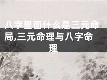 八字里面什么是三元命局,三元命理与八字命理
