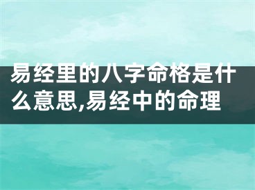易经里的八字命格是什么意思,易经中的命理