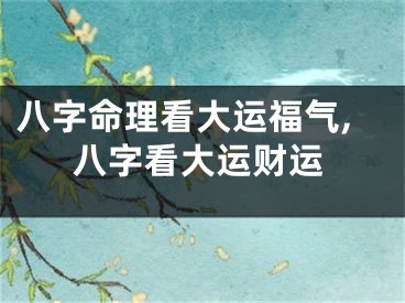 八字命理看大运福气,八字看大运财运