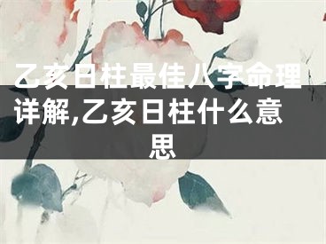 乙亥日柱最佳八字命理详解,乙亥日柱什么意思