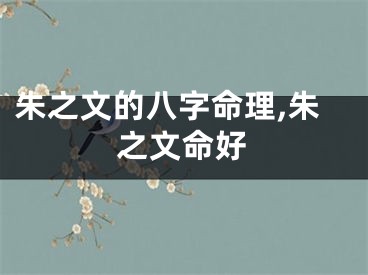 朱之文的八字命理,朱之文命好