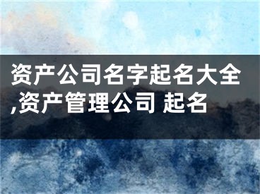 资产公司名字起名大全,资产管理公司 起名