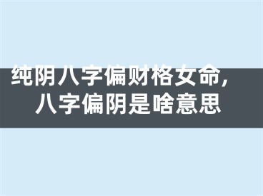 纯阴八字偏财格女命,八字偏阴是啥意思