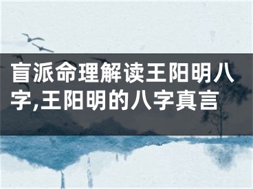 盲派命理解读王阳明八字,王阳明的八字真言