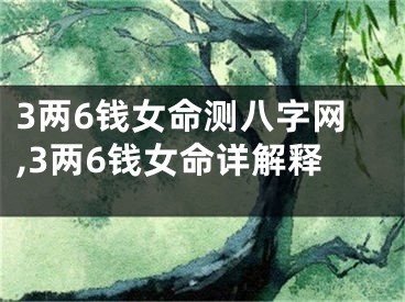 3两6钱女命测八字网,3两6钱女命详解释