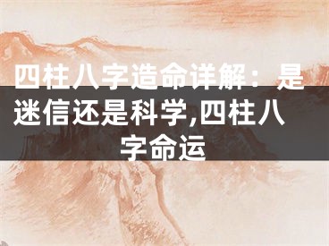 四柱八字造命详解：是迷信还是科学,四柱八字命运