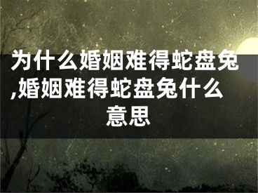 为什么婚姻难得蛇盘兔,婚姻难得蛇盘兔什么意思