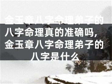 金玉章八字命理弟子的八字命理真的准确吗,金玉章八字命理弟子的八字是什么