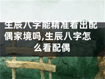 生辰八字能精准看出配偶家境吗,生辰八字怎么看配偶