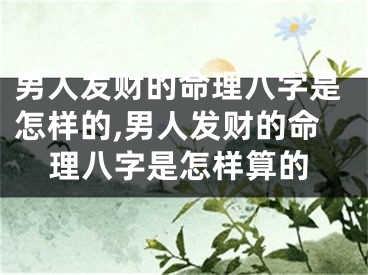 男人发财的命理八字是怎样的,男人发财的命理八字是怎样算的