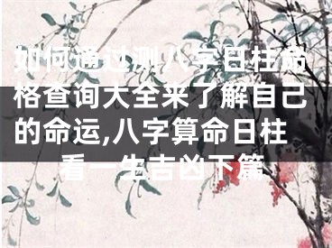 如何通过测八字日柱命格查询大全来了解自己的命运,八字算命日柱看一生吉凶下篇