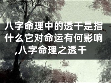 八字命理中的透干是指什么它对命运有何影响,八字命理之透干