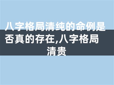 八字格局清纯的命例是否真的存在,八字格局清贵