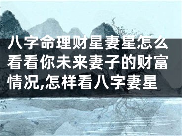 八字命理财星妻星怎么看看你未来妻子的财富情况,怎样看八字妻星