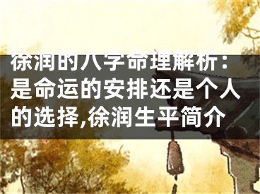 徐润的八字命理解析：是命运的安排还是个人的选择,徐润生平简介
