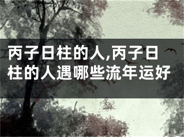 丙子日柱的人,丙子日柱的人遇哪些流年运好