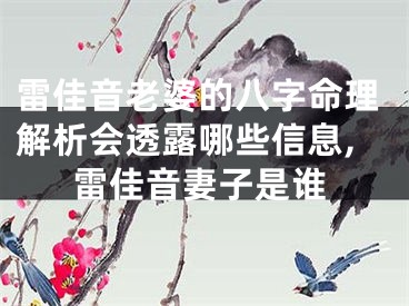 雷佳音老婆的八字命理解析会透露哪些信息,雷佳音妻子是谁