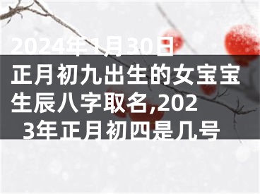 2024年1月30日正月初九出生的女宝宝生辰八字取名,2023年正月初四是几号