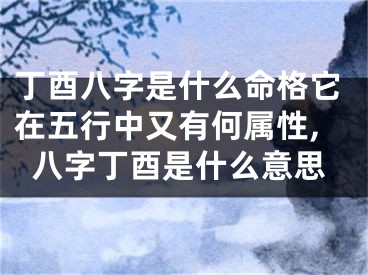 丁酉八字是什么命格它在五行中又有何属性,八字丁酉是什么意思